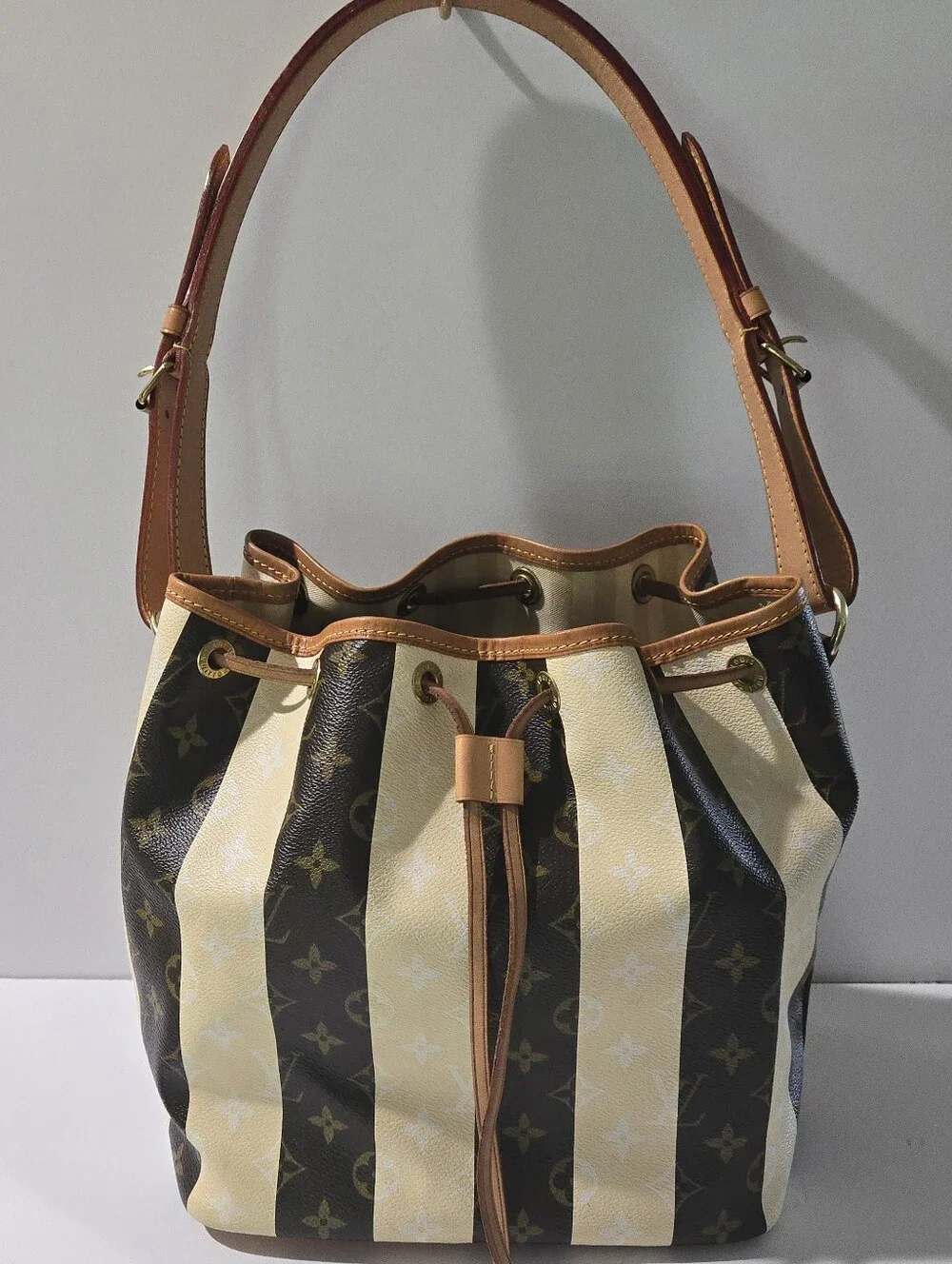 Louis Vuitton Limited Edition Rayures Petit Noe  Bucket Drawstring Shoulderbag